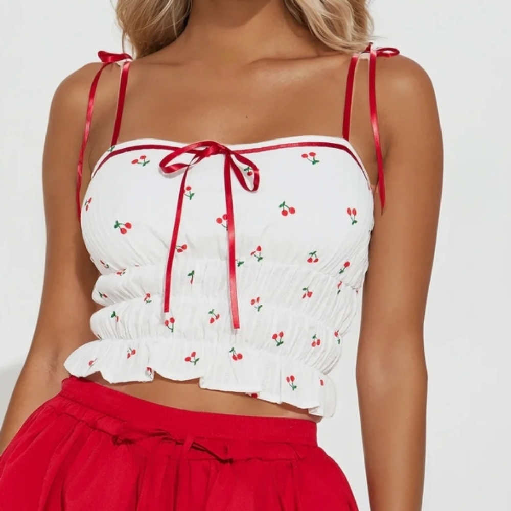 Cherry Print Cami Top 1X NEW